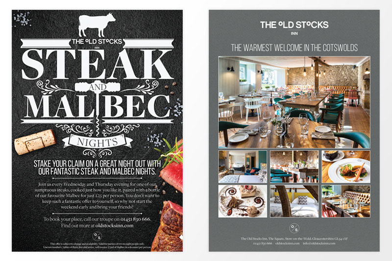 Poster design and print by Cheltenham design agency Alias for The Old Stocks Inn