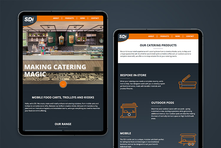 SDI Catering responsive website design by Mighty, web design Cheltenham