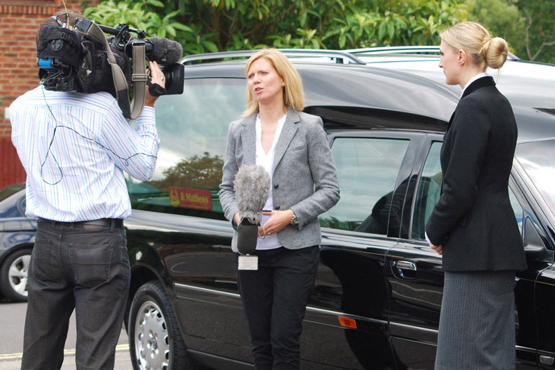 Victoria Nethercote being interviewed by BBC South Today, PR by Alias for Laurel Funerals